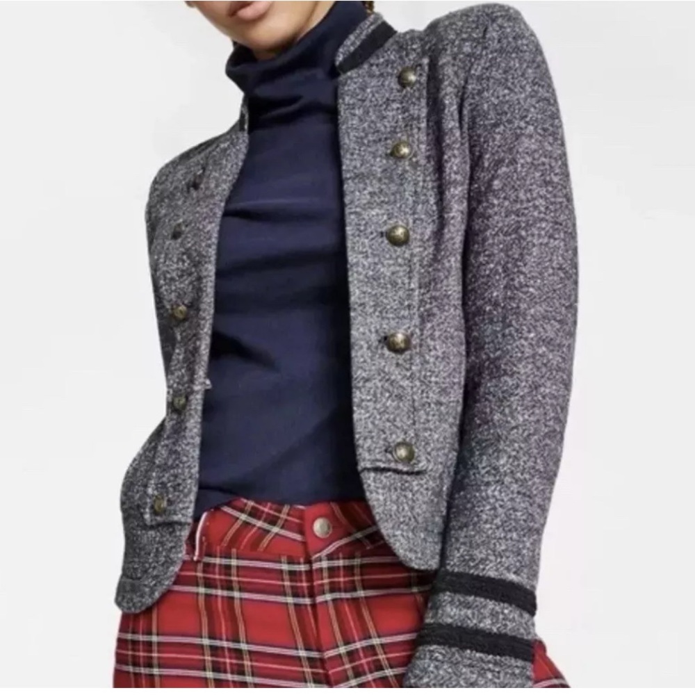 NWT Tommy Hilfiger tweed open front band jacket size large - Picture 3 of 15
